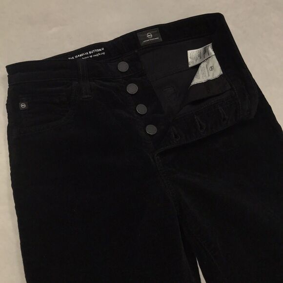 ADRIANO GOLDSCHMIED Isabelle Corduroy Pant Women 26R(28x26) Black Button Fly - Picture 4 of 16